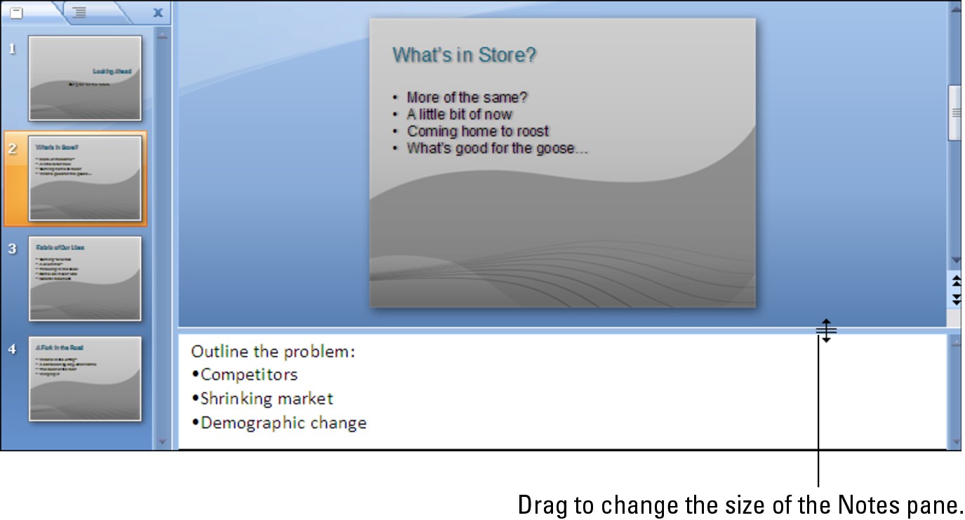 Figure 2-1: Write notes in the Notes pane.